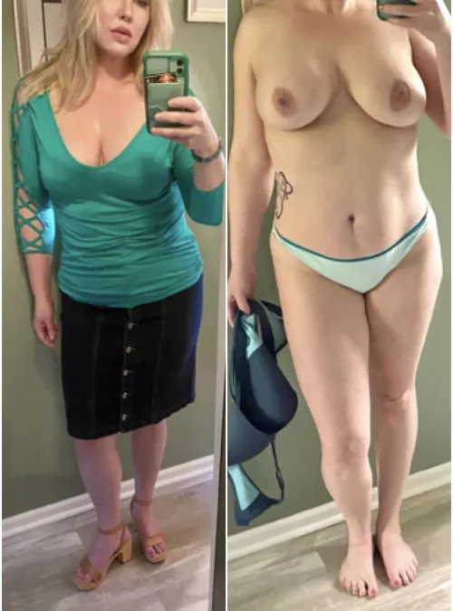 On / offs are hard. My nude side came out bigger than clothed 🤷‍♀️. Oh well, you don’t mind right? F45