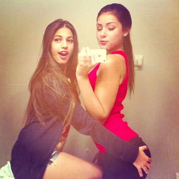 one hand on her friend's ass one hand on her friend's ass