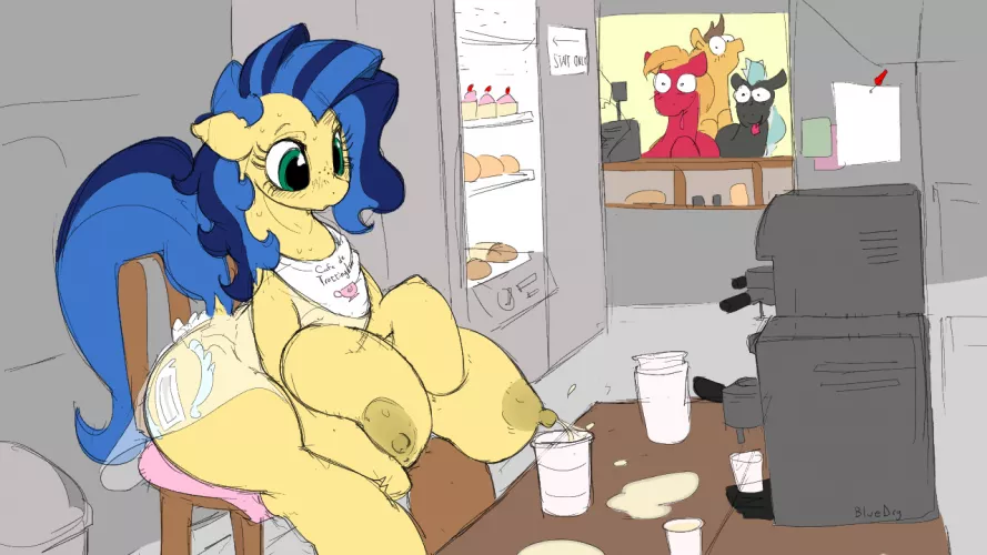 One iced latte with.....uhhh 😳😲