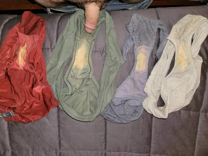 Orgy with my wife's dirty panties