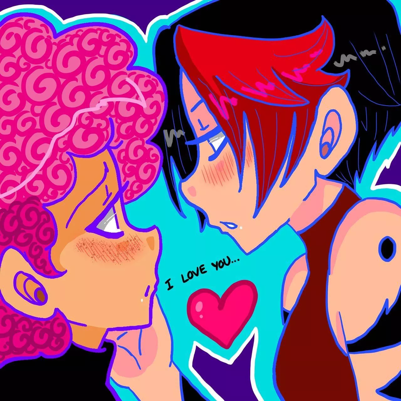 [Original][Our Little Universe] One of my Valentine’s Day stickers I drew for my Etsy shop 😋 Just my yuri couple, Ruby and Rosa 💖