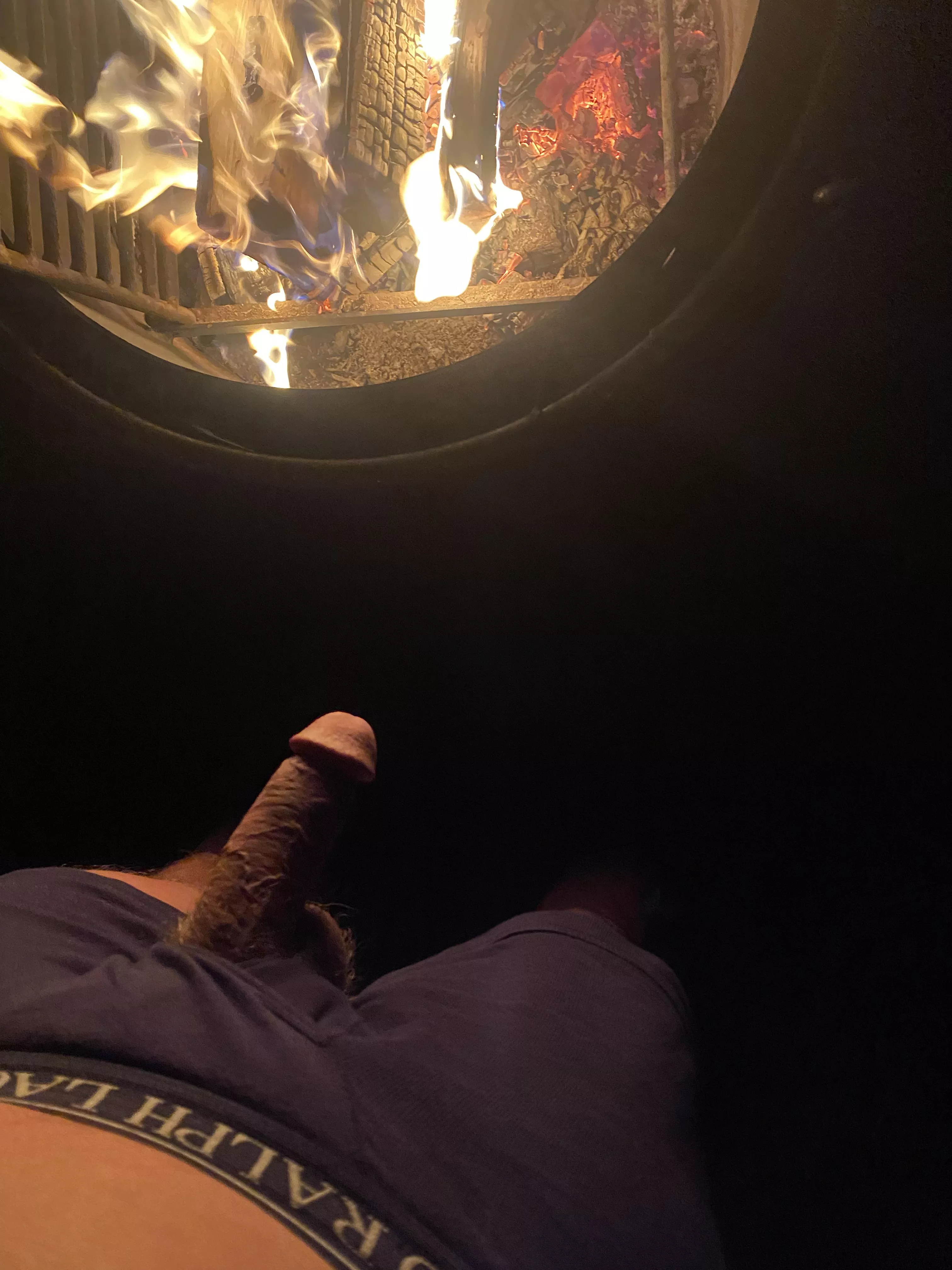 Outside by the campfire Outside by the campfire
