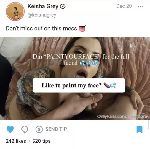 “paintmyface” from her OF.. if anybody has this please share 💦🥵