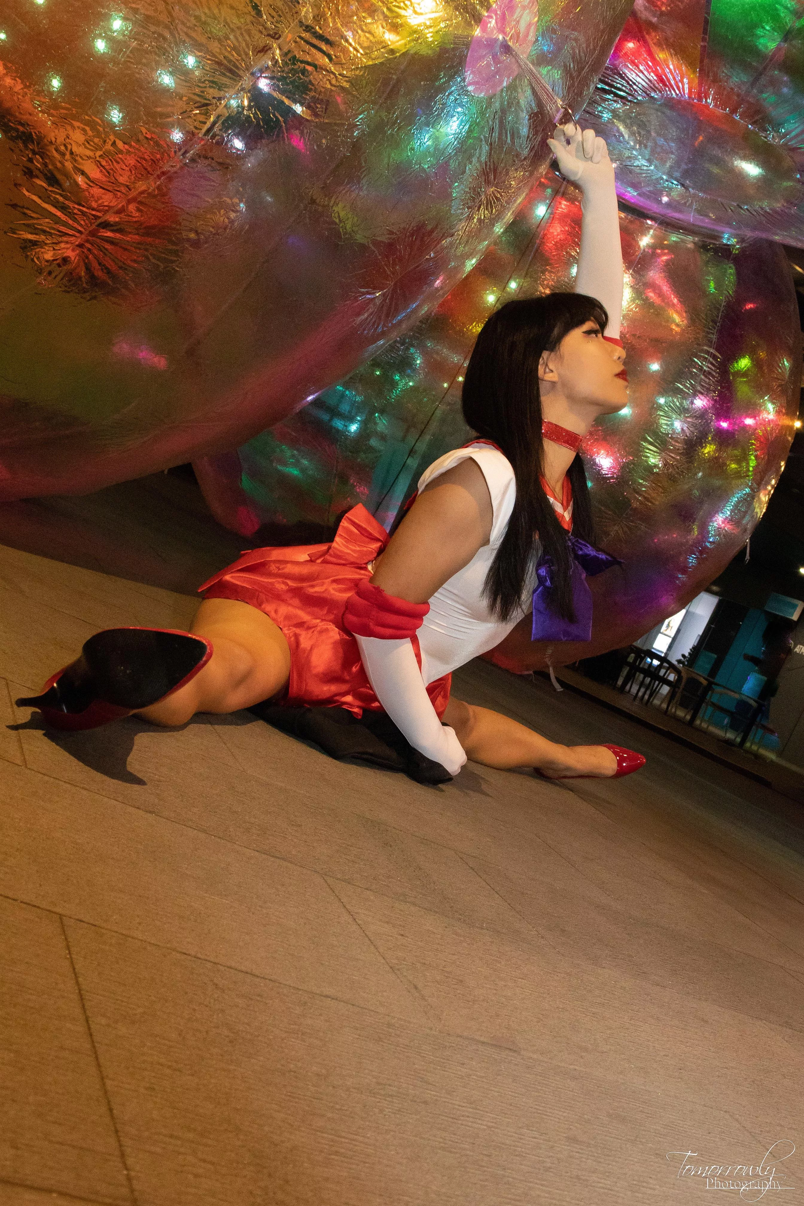 Pancake split under city lights