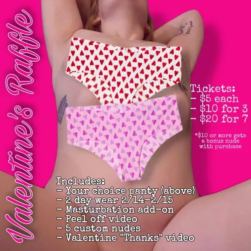 PANTY RAFFLE! Get your face in my Valentine’s Day Bundle! | 5 ⭐️, verified, fetish friendly! [Selling][f][USA]
