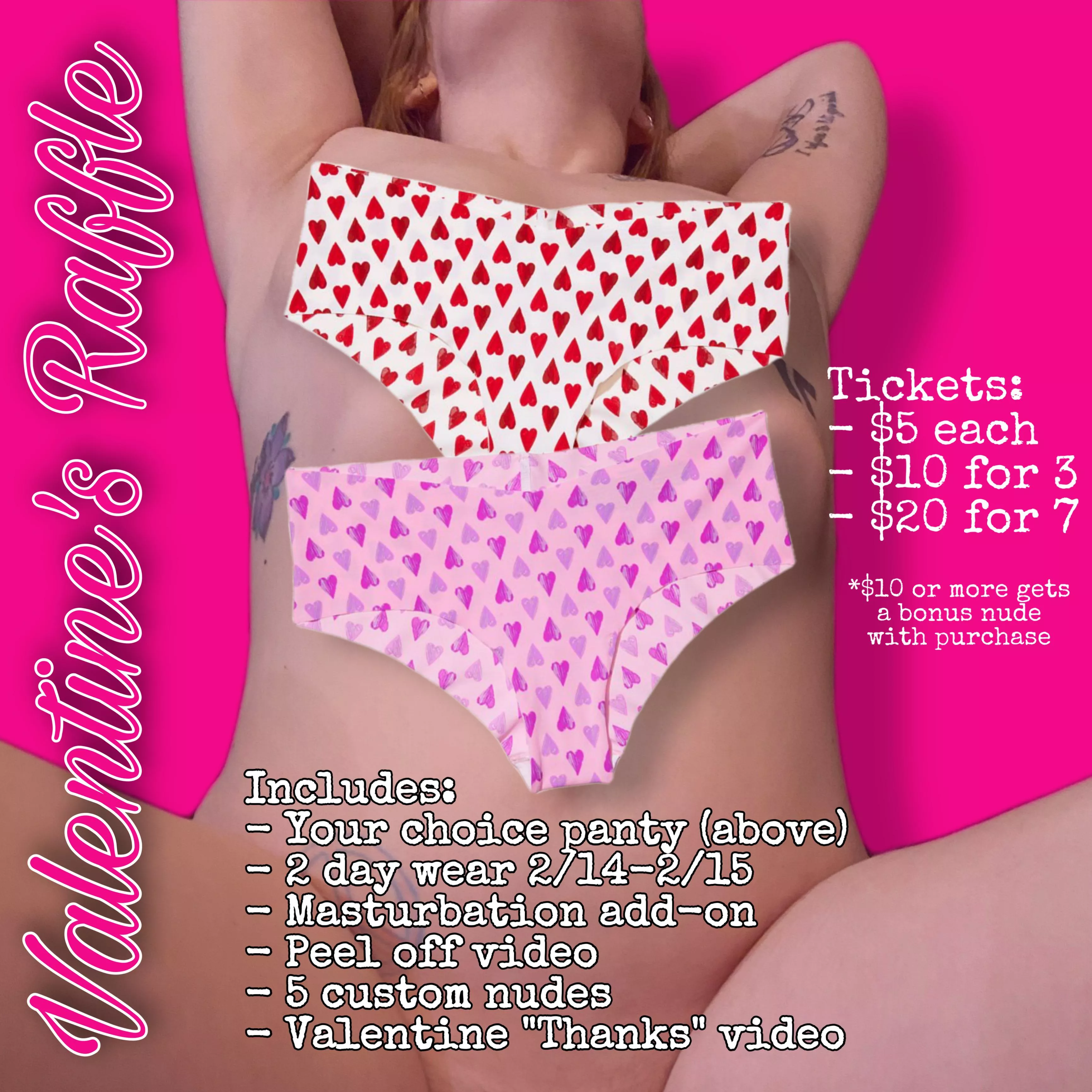 PANTY RAFFLE! Get your face in my Valentine’s Day Bundle! | 5 ⭐️, verified, fetish friendly! [Selling][f][USA]
