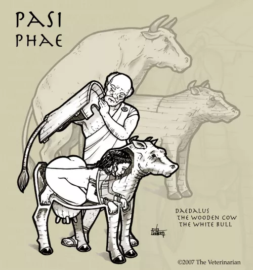 Pasiphae and Daedalus Testing the Wooden Cow [veterinarian]