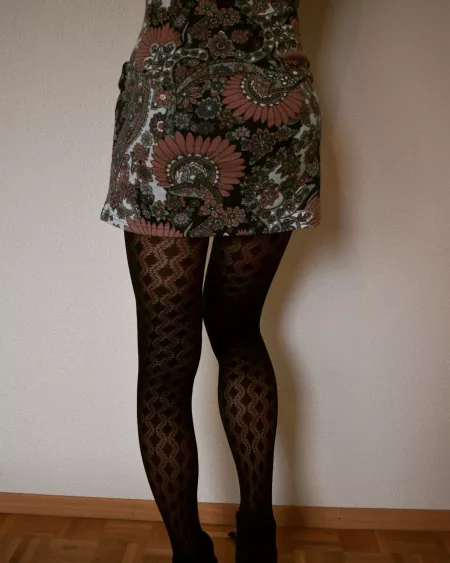 Patterned tights and vintage dress Patterned tights and vintage dress