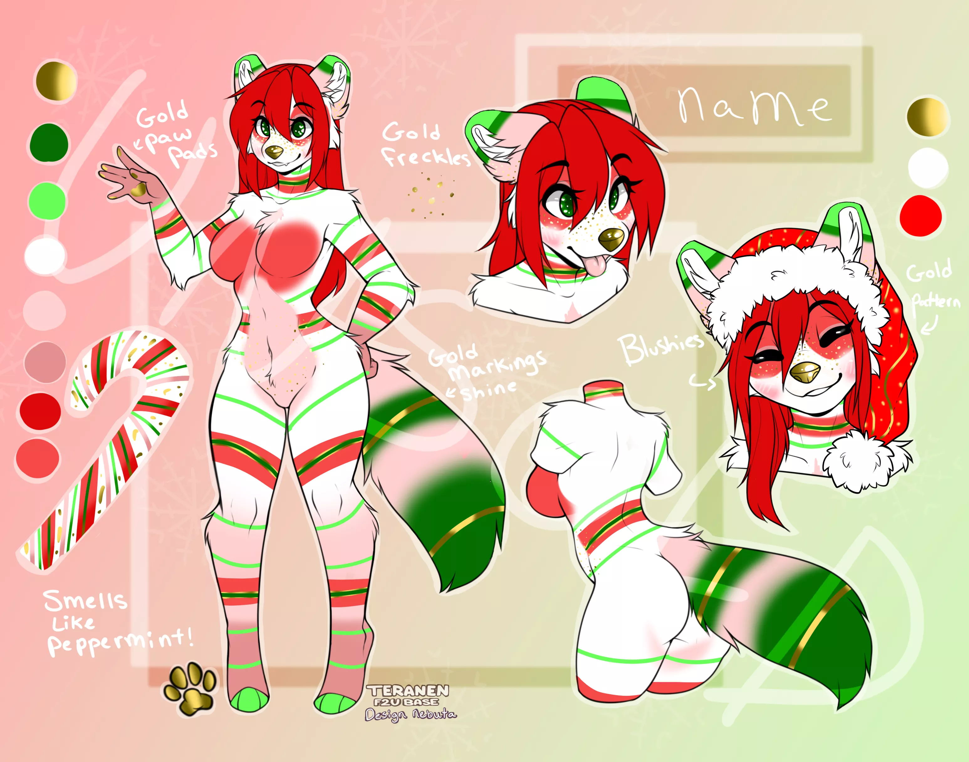 Peppermint Candy Cane Raccoon Adoptable OPEN