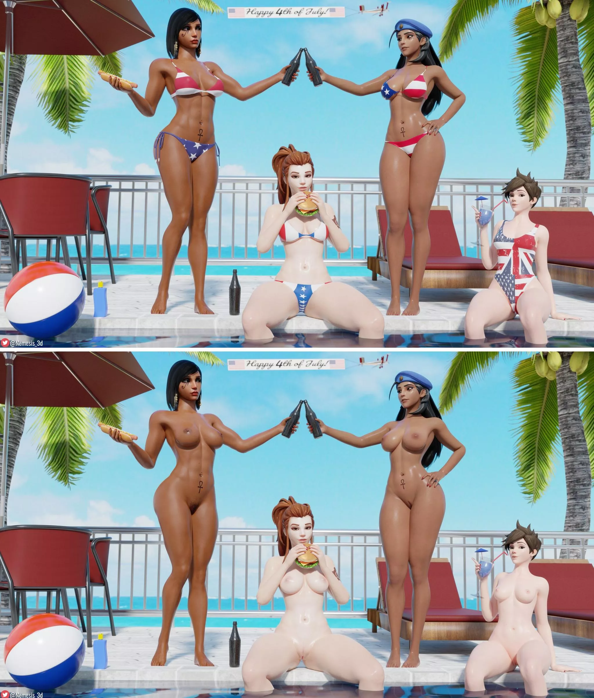 Pharah, Brigitte, Ana, Tracer, (Nemesis_3d) Pharah, Brigitte, Ana, Tracer, (Nemesis_3d)