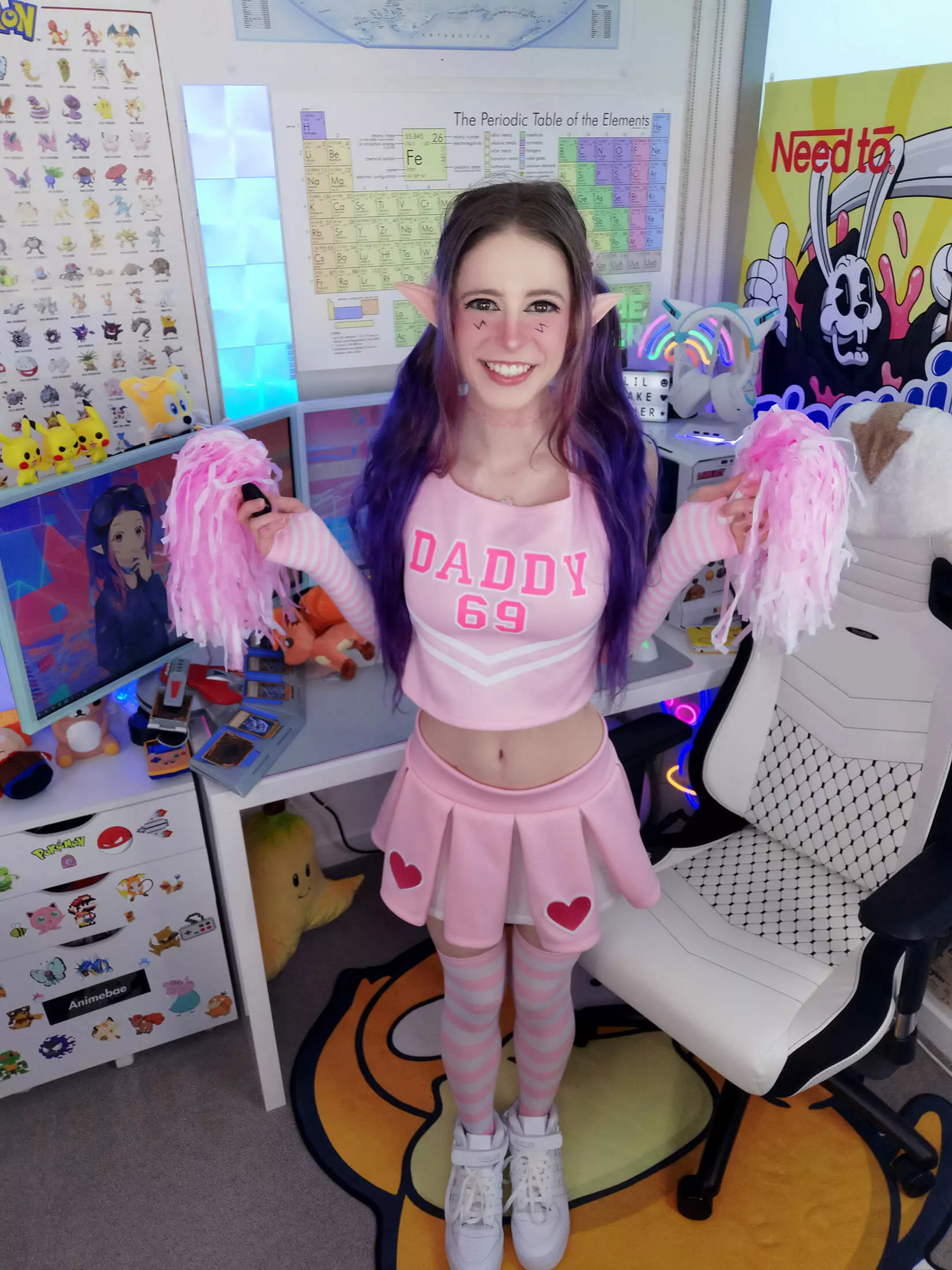 pink and white striped thigh highs ??