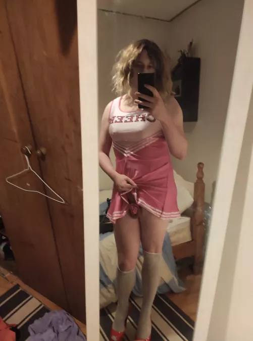 Pink cage goes with my cheerleader outfit π