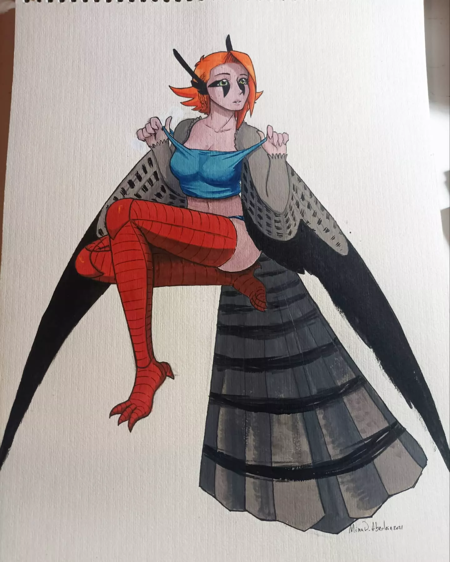 Pin-up painting of Ivy I finished during today's livestream! ~ Will sell it on my Kickstarter campaign!!!