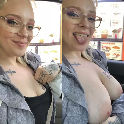 Play with my tittties while i order Dunkin for us?? Lol