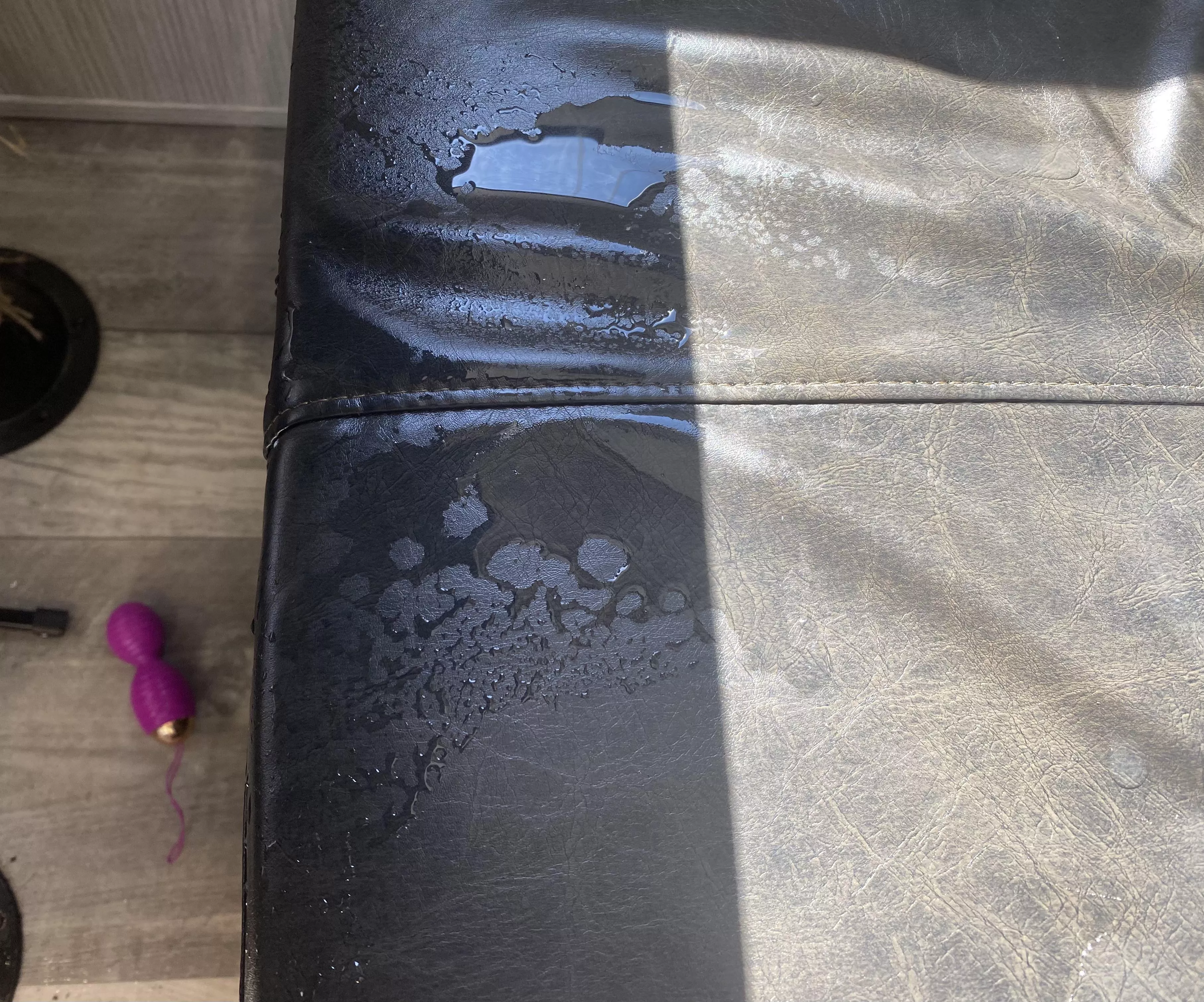 Played with my pussy under the table until I squirted all over. ?