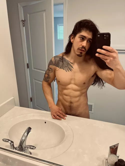 Please ignore the bags under my eyes and focus on my abs