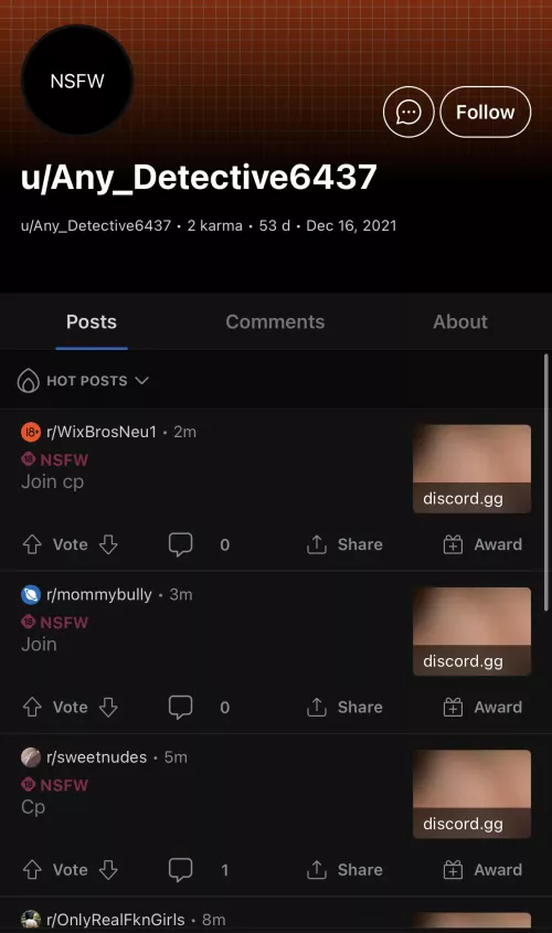 Please watch out for these user, who are sending leaks of CP group in Discord, please report this disgusting people