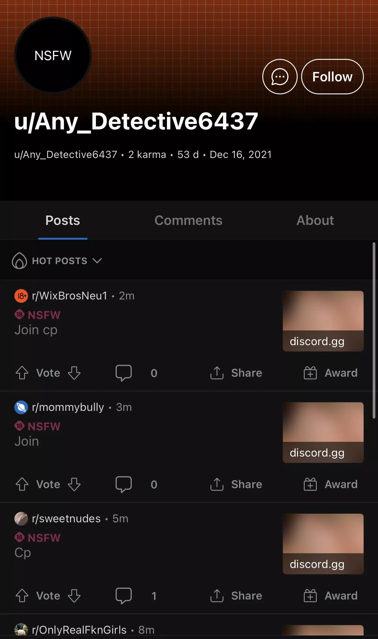 Please watch out for these user, who are sending leaks of CP group in Discord, please report this disgusting people