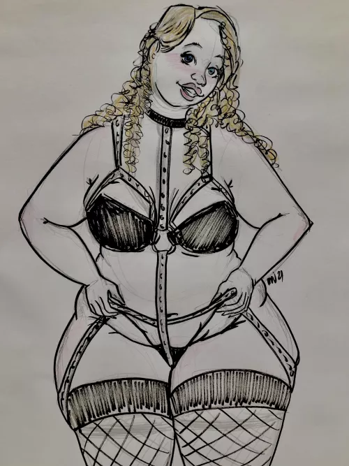 Plush blonde, quick sketch with some color, drawn by me