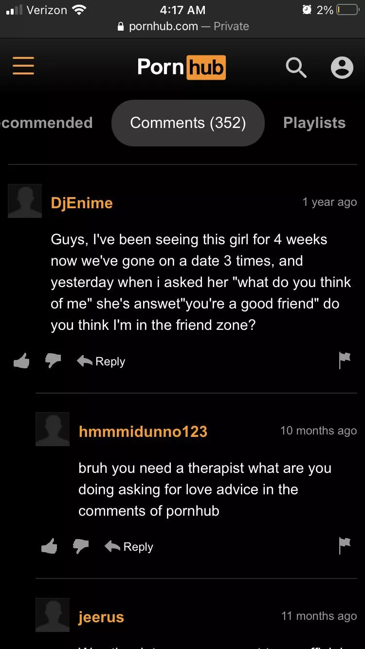 Pornhub comments = therapy Pornhub comments = therapy