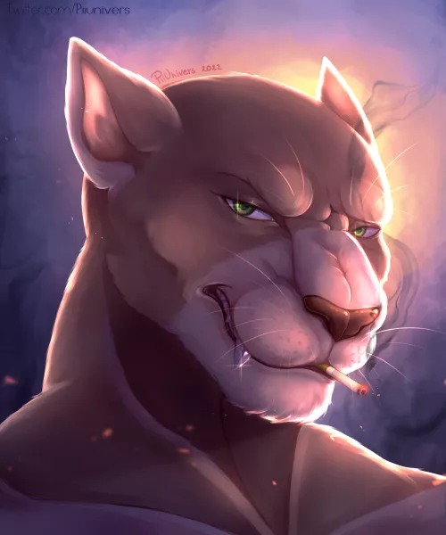 Portrait of a Panther Guy Smoking a Cigarette (artist: me, Twitter @Piiunivers)