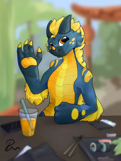 POV: your eating sushi with blueberry lemon owo can be have some bop’s and cuddles? Uwu (Commission are open :3)