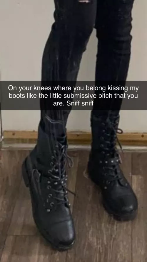 POV- you’re ironing my clothing after baking cookies for me in your sexy sissy maid outfit when I badge through the front door. I make you lick my boots clean before pulling out my strap and bending your ass over