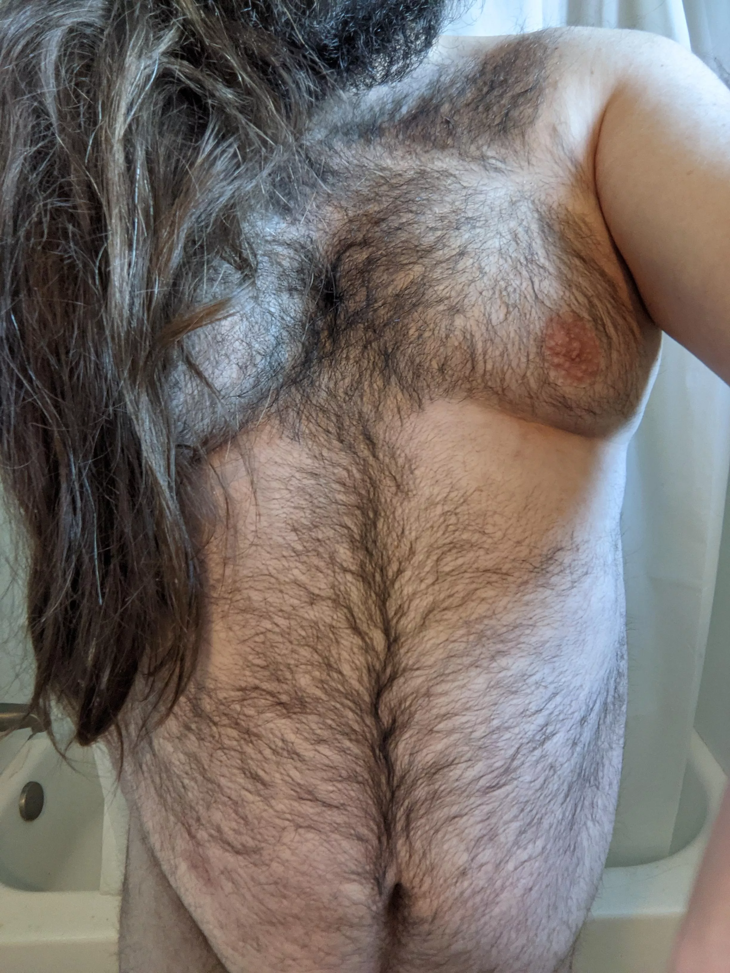 Pre-shower belly hair