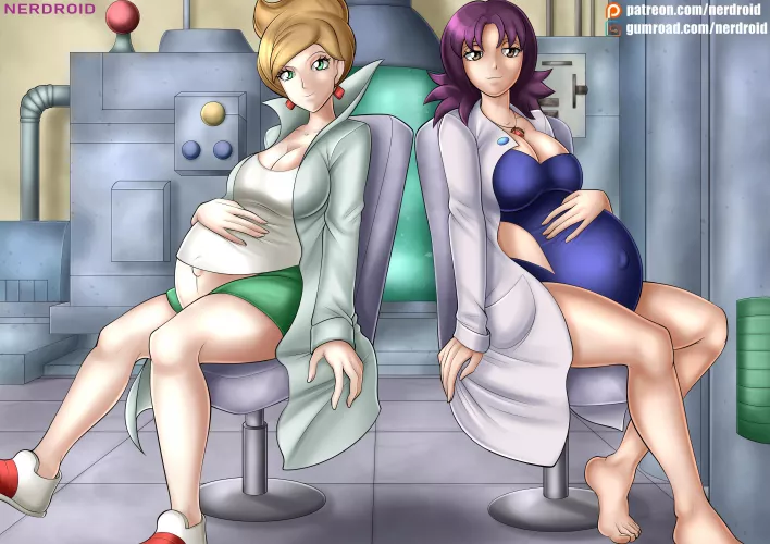 Professor Juniper and Professor Ivy pregnant - Commission - Pokemon - Art by me(NerDroid)