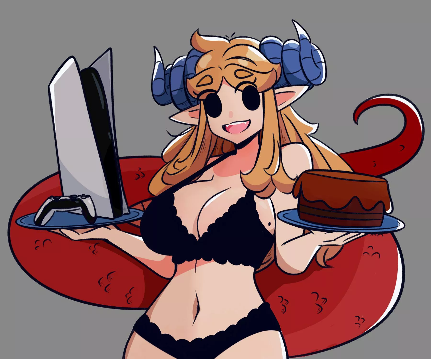 PS5 , chocolates cake and her PS5 , chocolates cake and her