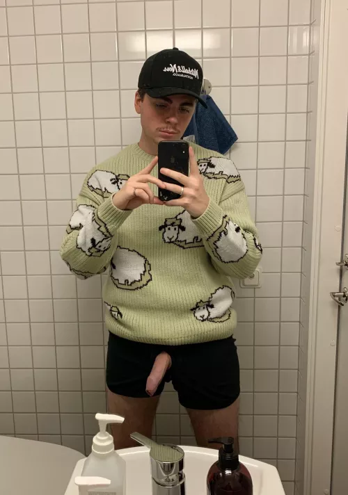 Public bathroom with my christmas sweater!