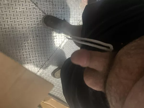 Pulling my dick out in the cooler at work.