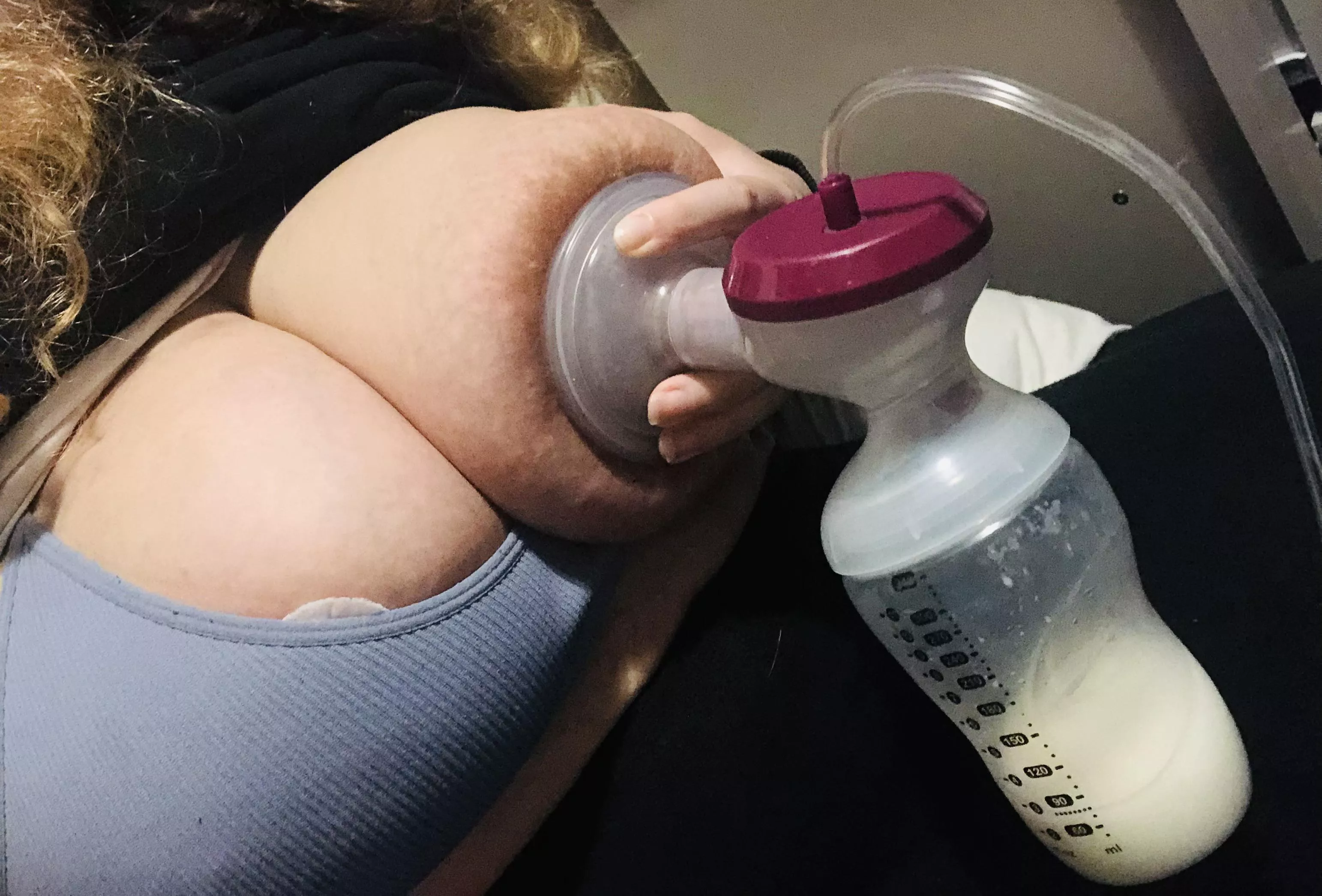 Pumping milk while my husband watches ❤️