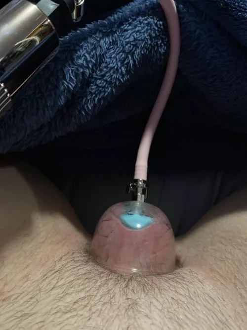 Pumping with a vibrator inside for some extra fun!