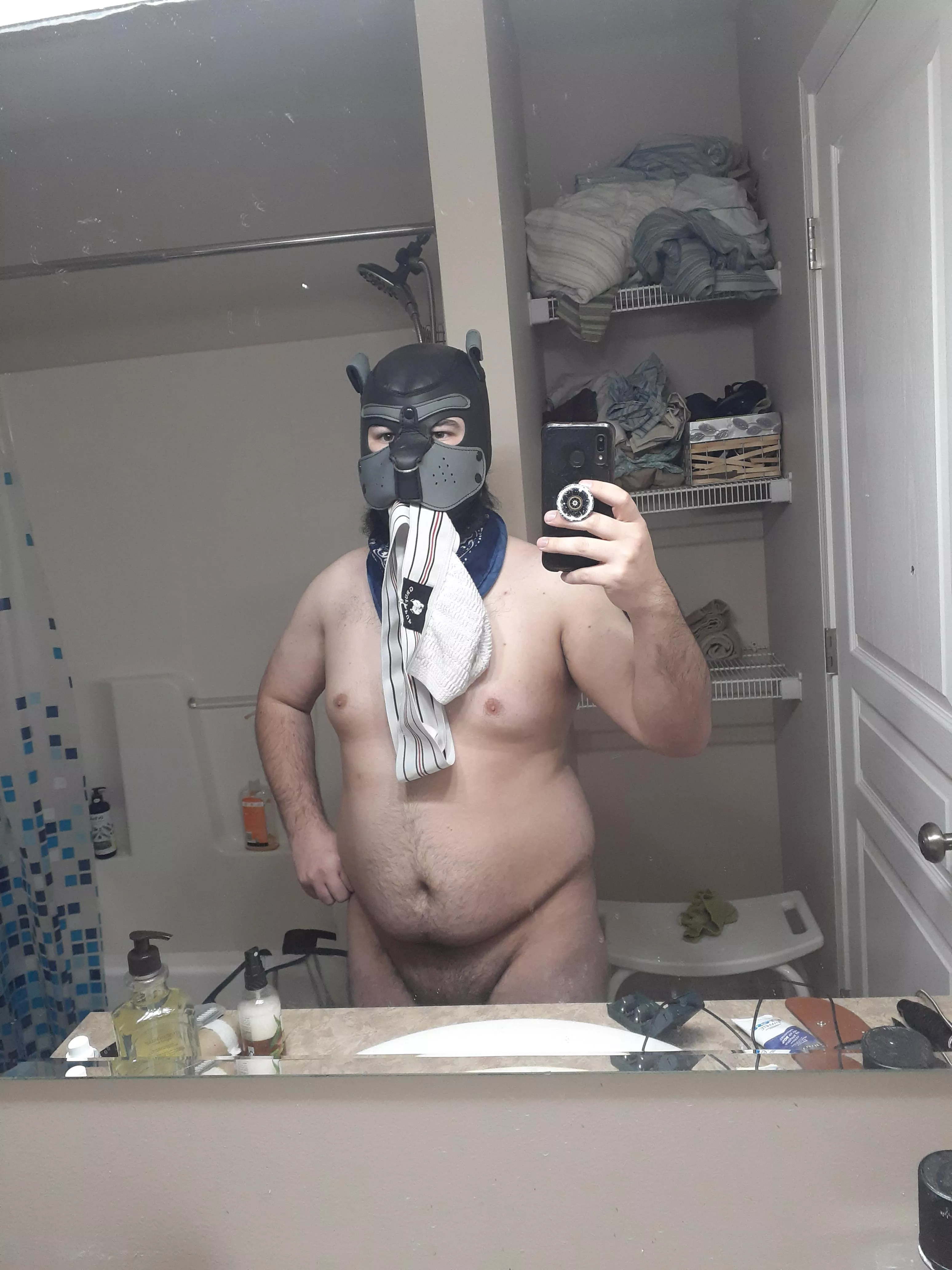 Puppy found a treat.