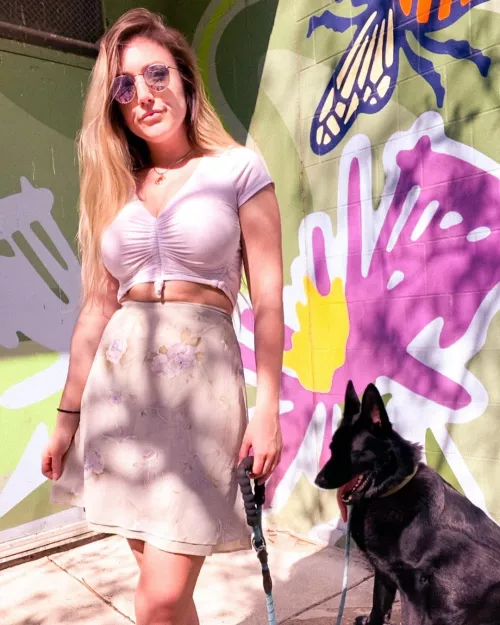 Purple top and Floral skirt