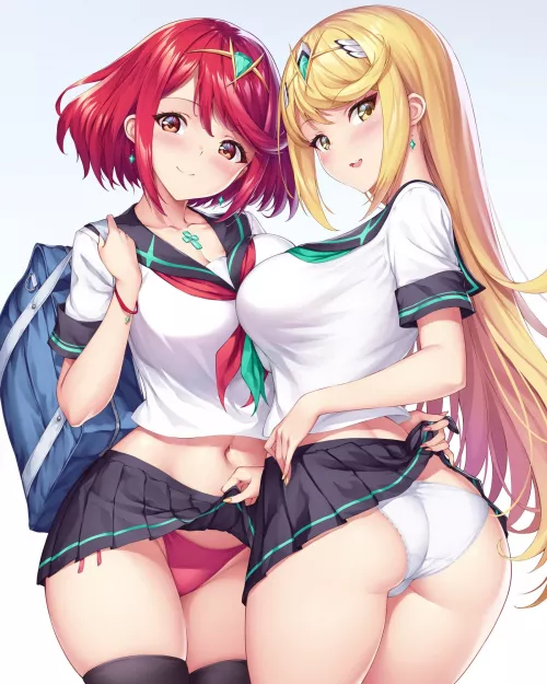 Pyra and Mythra School Uniforms Pyra and Mythra School Uniforms