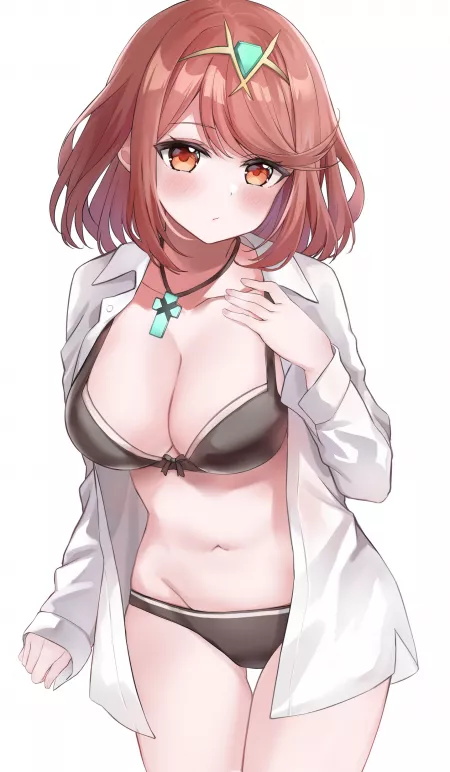 Pyra wearing a Boyfriend Shirt Pyra wearing a Boyfriend Shirt