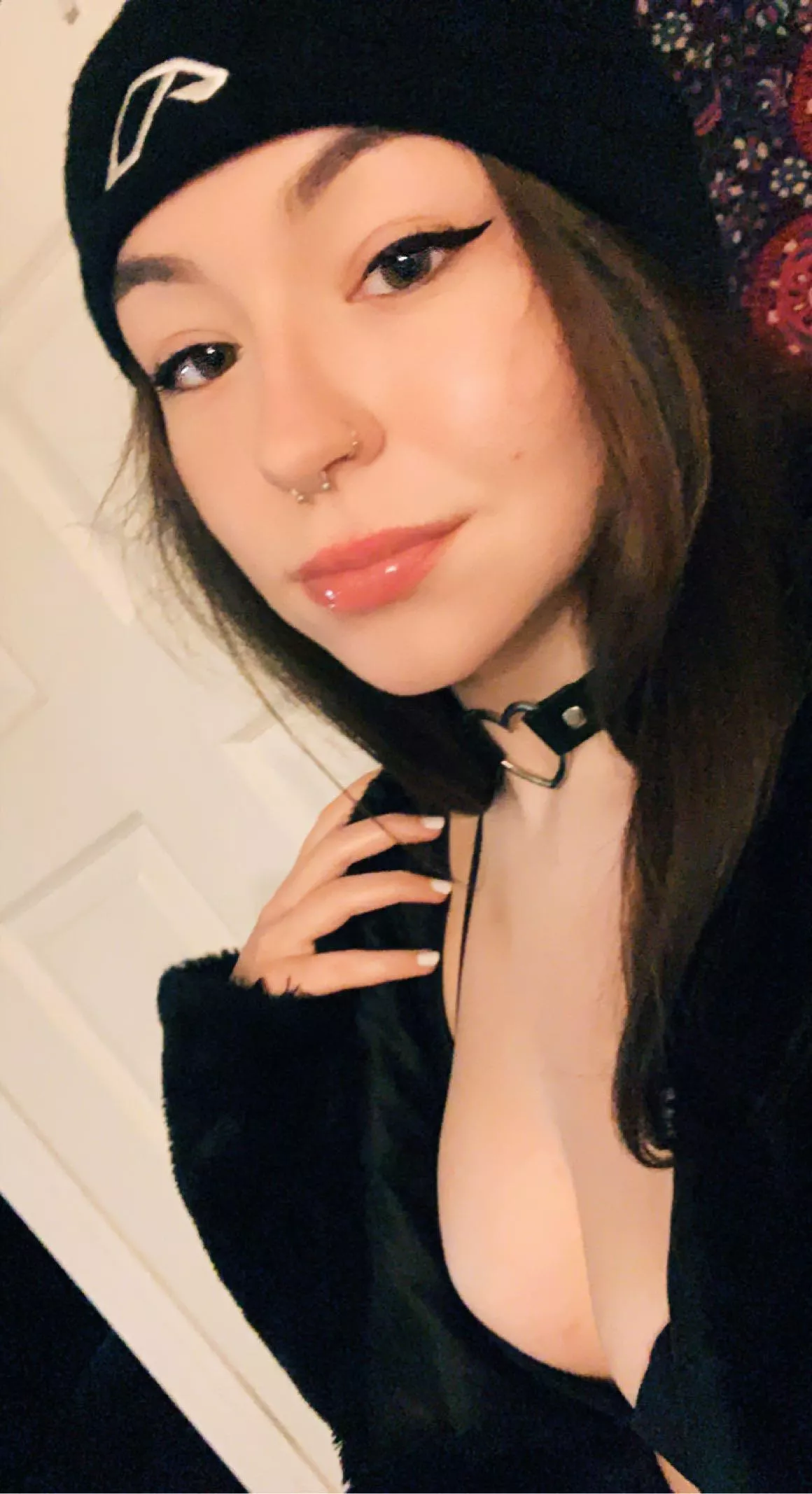 quick pic before i go get my eyeliner ruined with cum :3