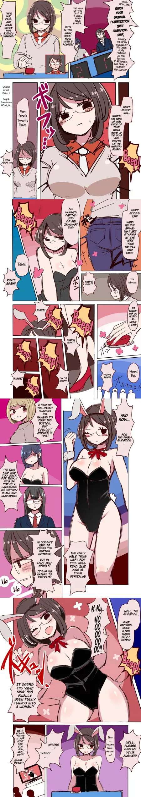 「Quick-Push Quiz King vs. a Button That Turns a Part of Your Body...!