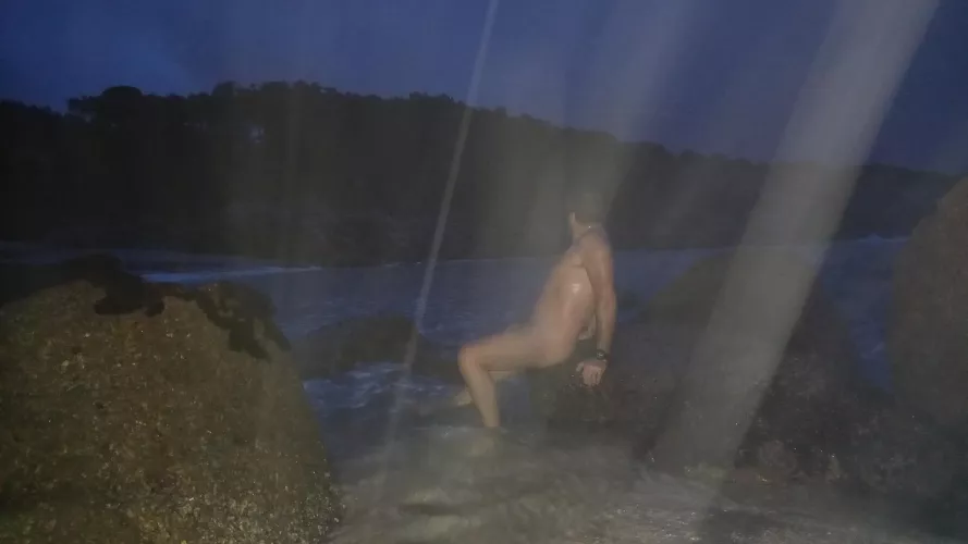 Raining. Nude freedom, night and beach. Raining. Nude freedom, night and beach.