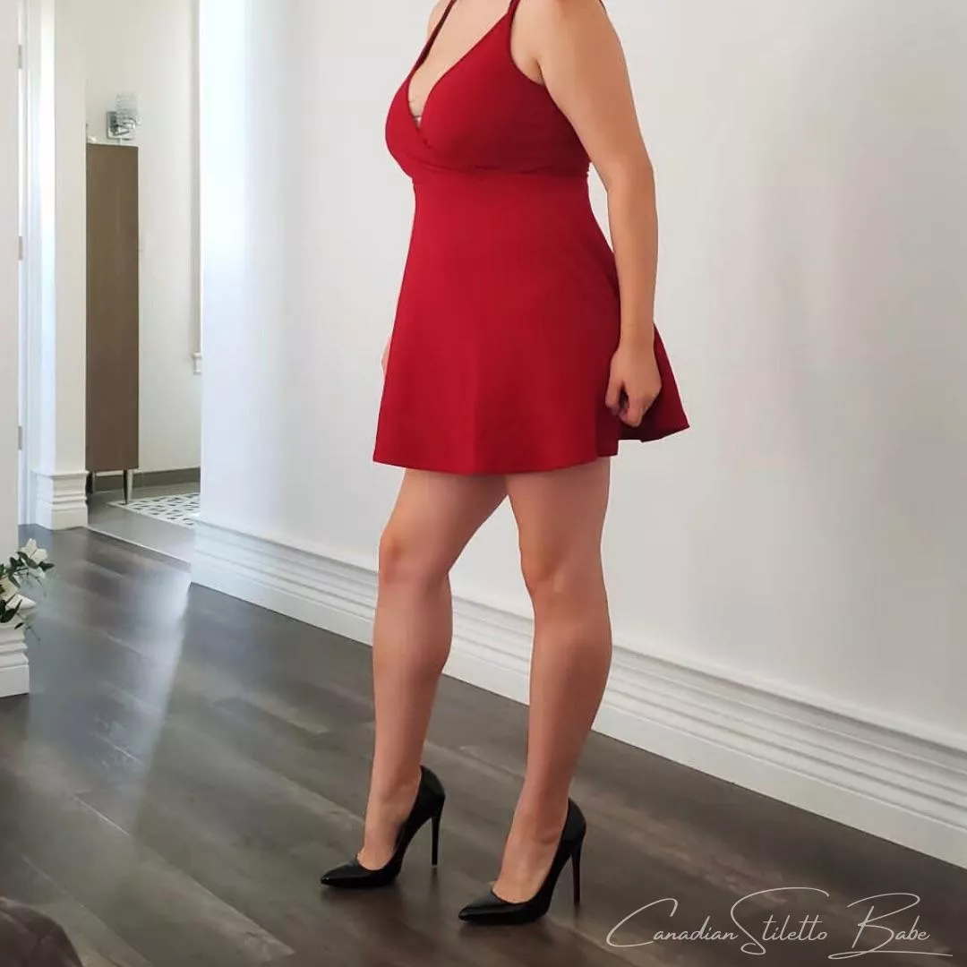 Red dress. Red bottoms. Red dress. Red bottoms.