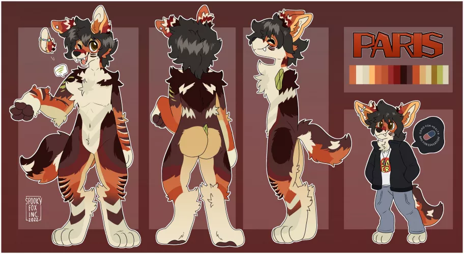 💖🦴🌸 ref sheet i did for bookwerm, art by me @spookyfoxinc on twitter