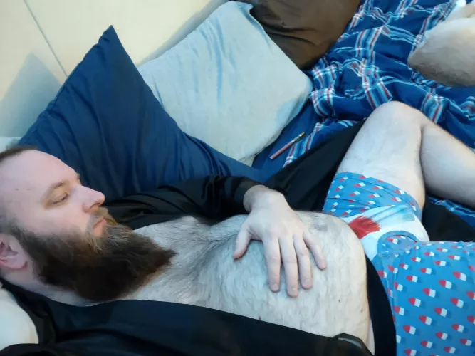 Relaxing after a shower.