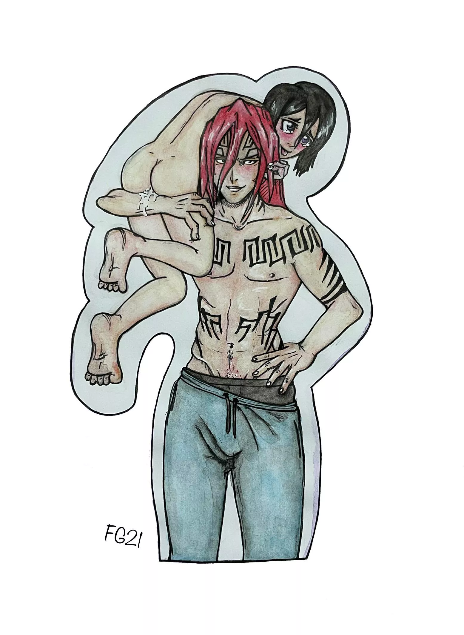 Renji and Rukia! Painting by me, 2021