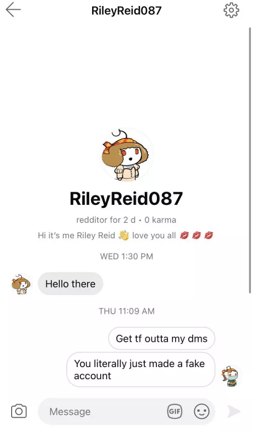 Report this account for impersonating and spam