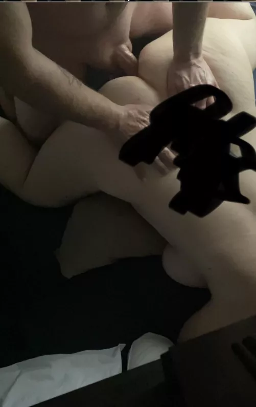 Right in her ass hole