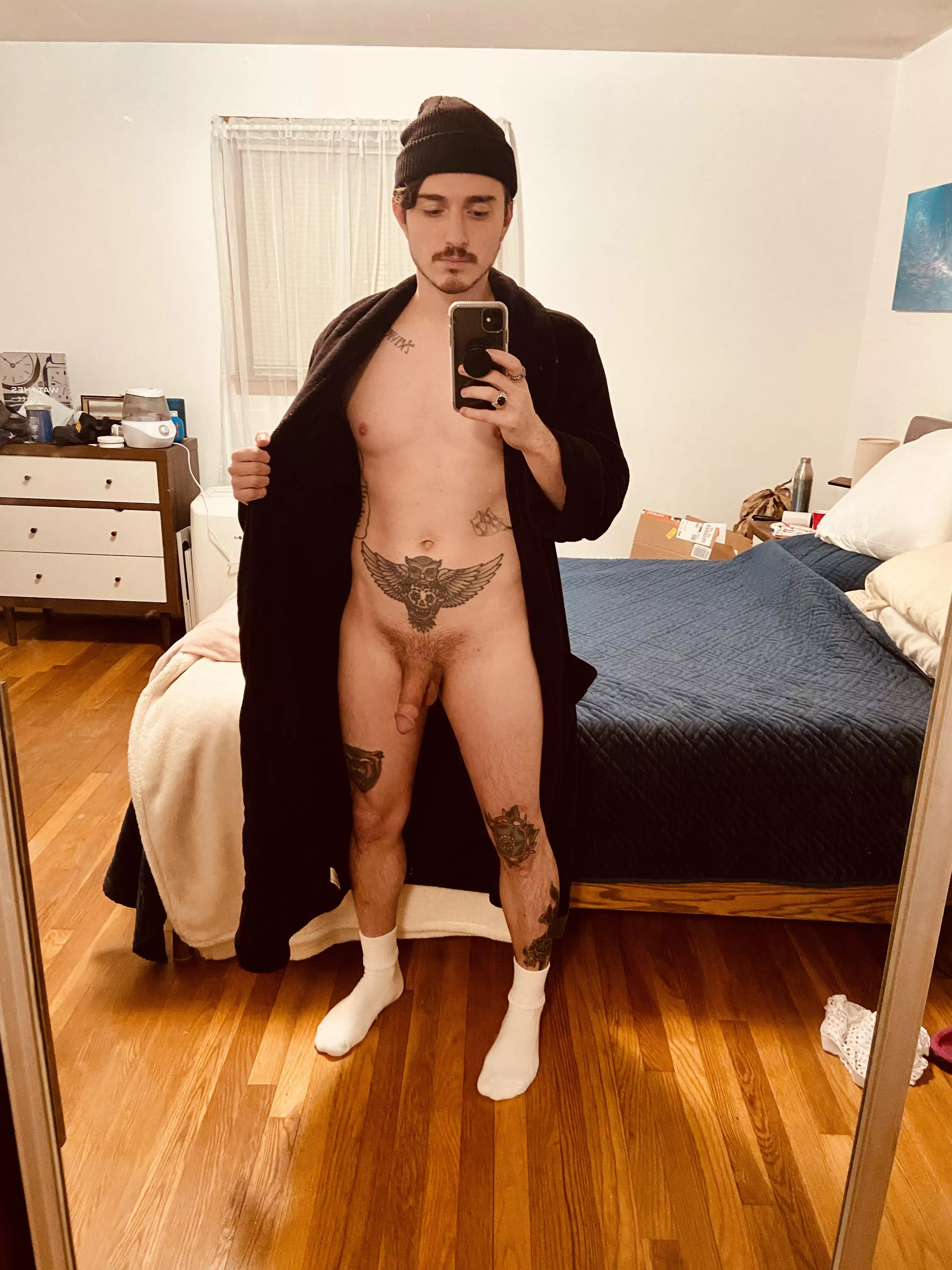 Robe and beanie season. Robe and beanie season.