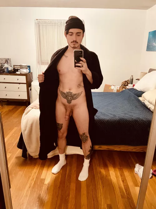 Robe and beanie weather.