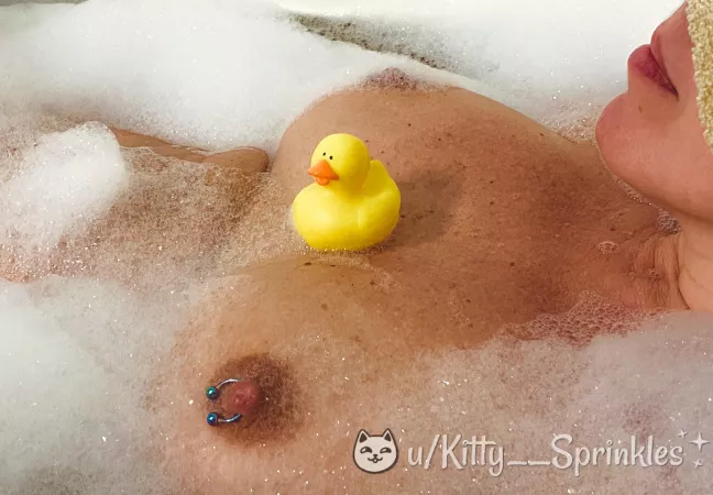 Rub a dub dub two tits in a tub (with my duckie) (=^•^=)